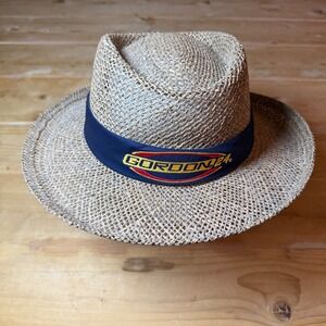 Jeff Gordon NASCAR 24 Straw Fedora Hat Chase Authentics Navy Blue Band Mens OSFM